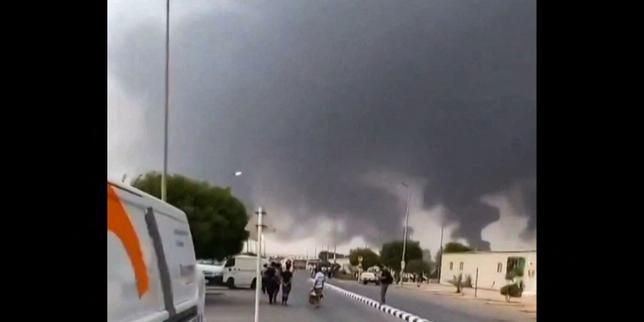 Clouds of smoke rise after strikes on the Saudi Aramco refinery in Jizan. - UGC/AFPTV
