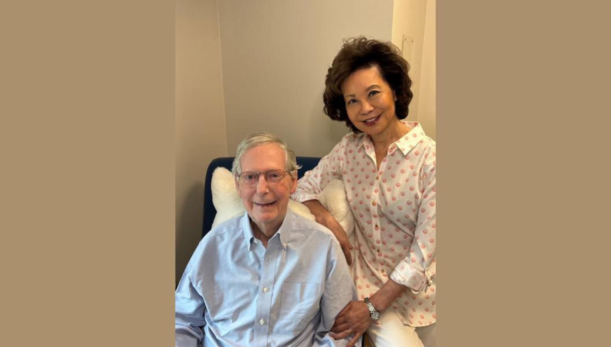 Sen. Mitch McConnell, R-Ky., and his wife, Elaine Chao, on Sunday, July 26, 2026, according to McConnell's office. - Sen. Mitch McConnell's office