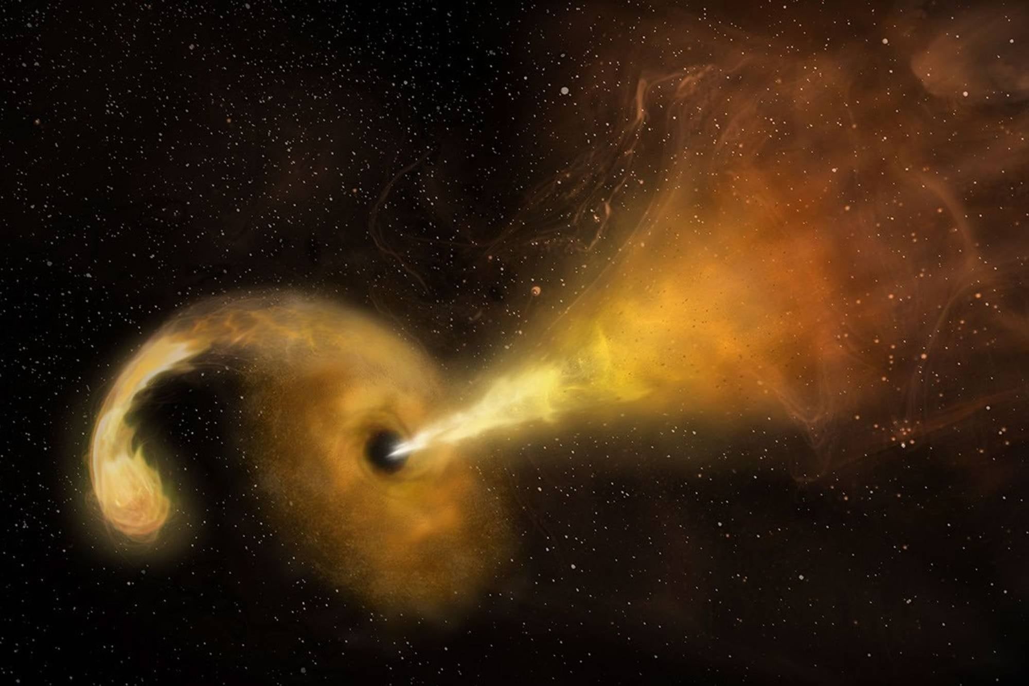NASA visualization of a flash produced as an apparent orphan black hole tore apart a star in a distant galaxy. - lanacion.com.ar