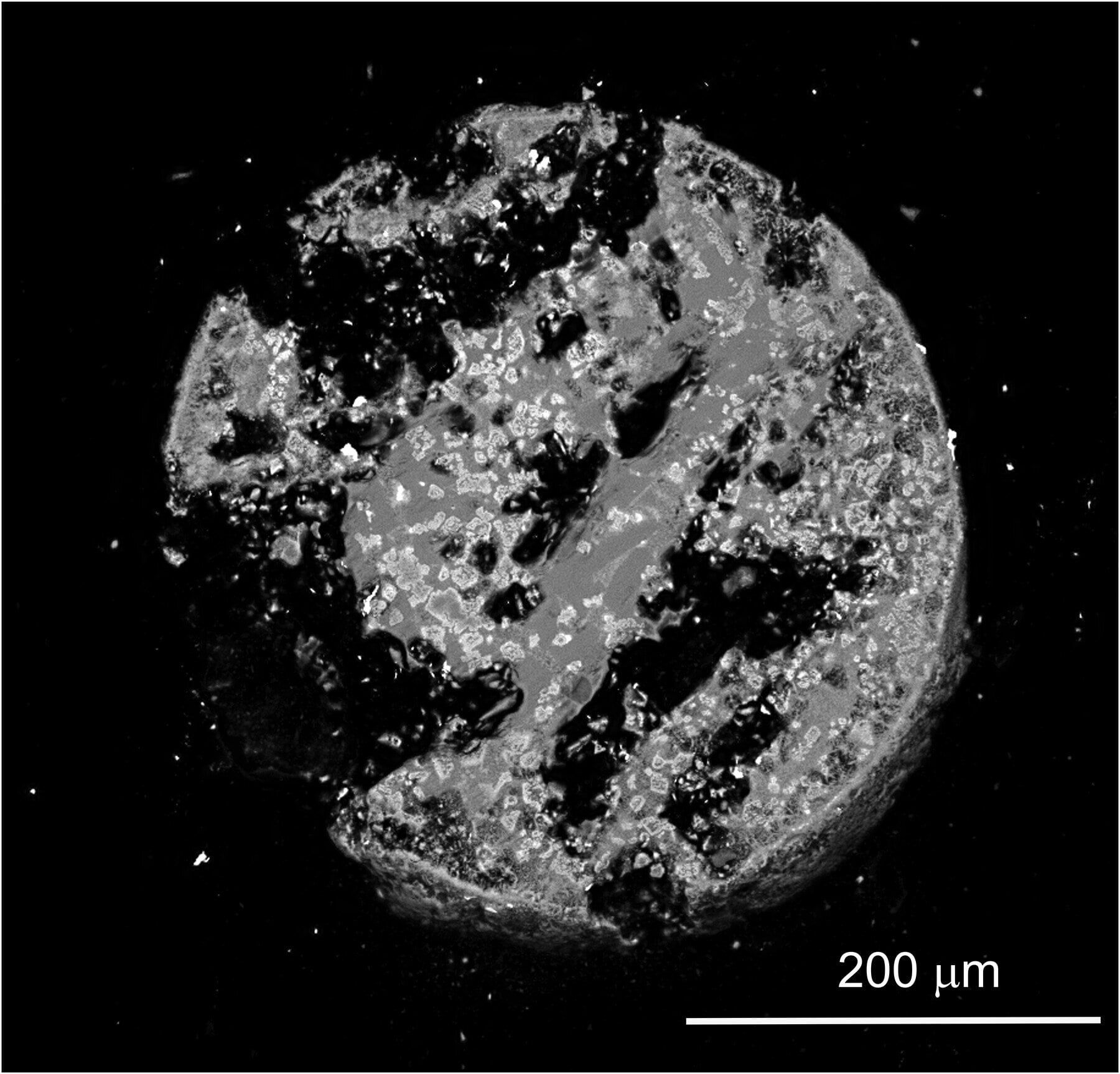 Studied hiroshimaite sample formed after the Aug. 6, 1945, nuclear explosion vaporized buildings, metal, soil, glass and water in Hiroshima. - Science Advances
