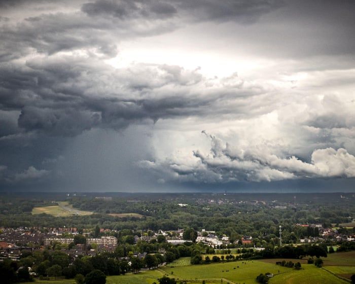 Rainclouds associated with research on longer atmospheric moisture transport in a warmer world. - ANP/Alamy