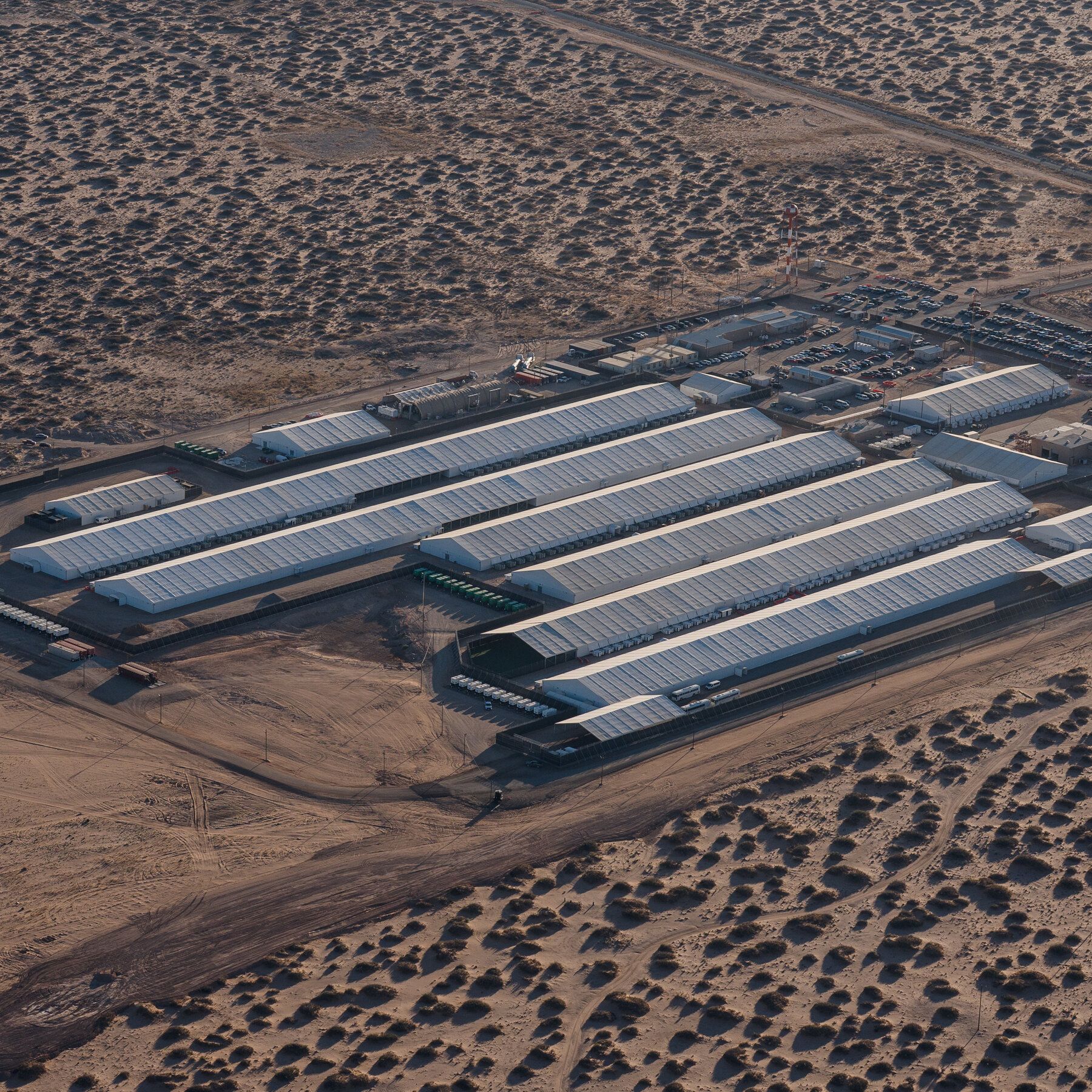 Large tents meant to house thousands of immigrant detainees at Camp East Montana, a detention facility built at Fort Bliss in El Paso. - nytimes.com