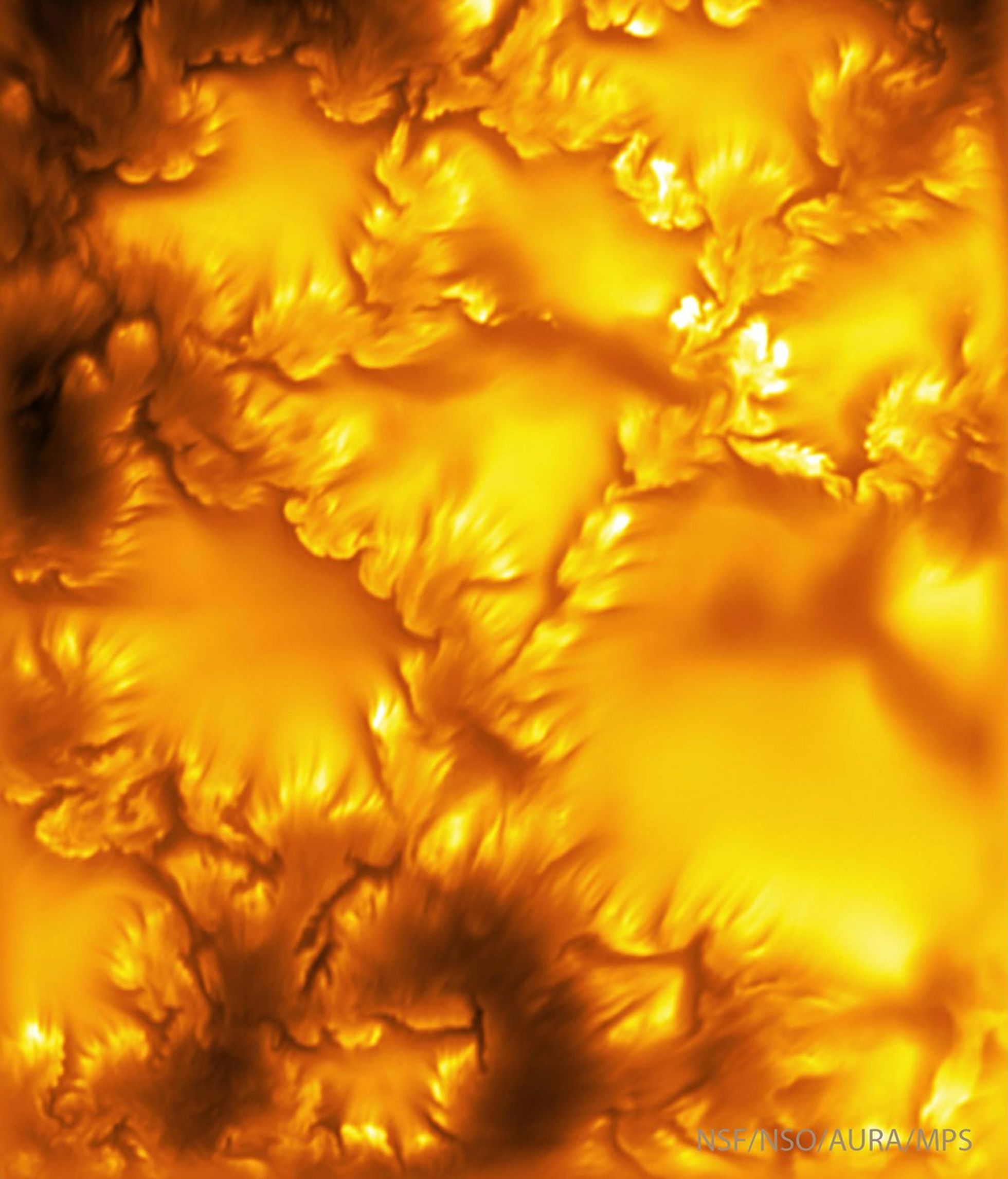 Highest-resolution visible-light image yet of the Sun’s surface, showing Kelvin-Helmholtz instability patterns. - NSF/NSO/AURA/MPS/Inouye Solar Telescope