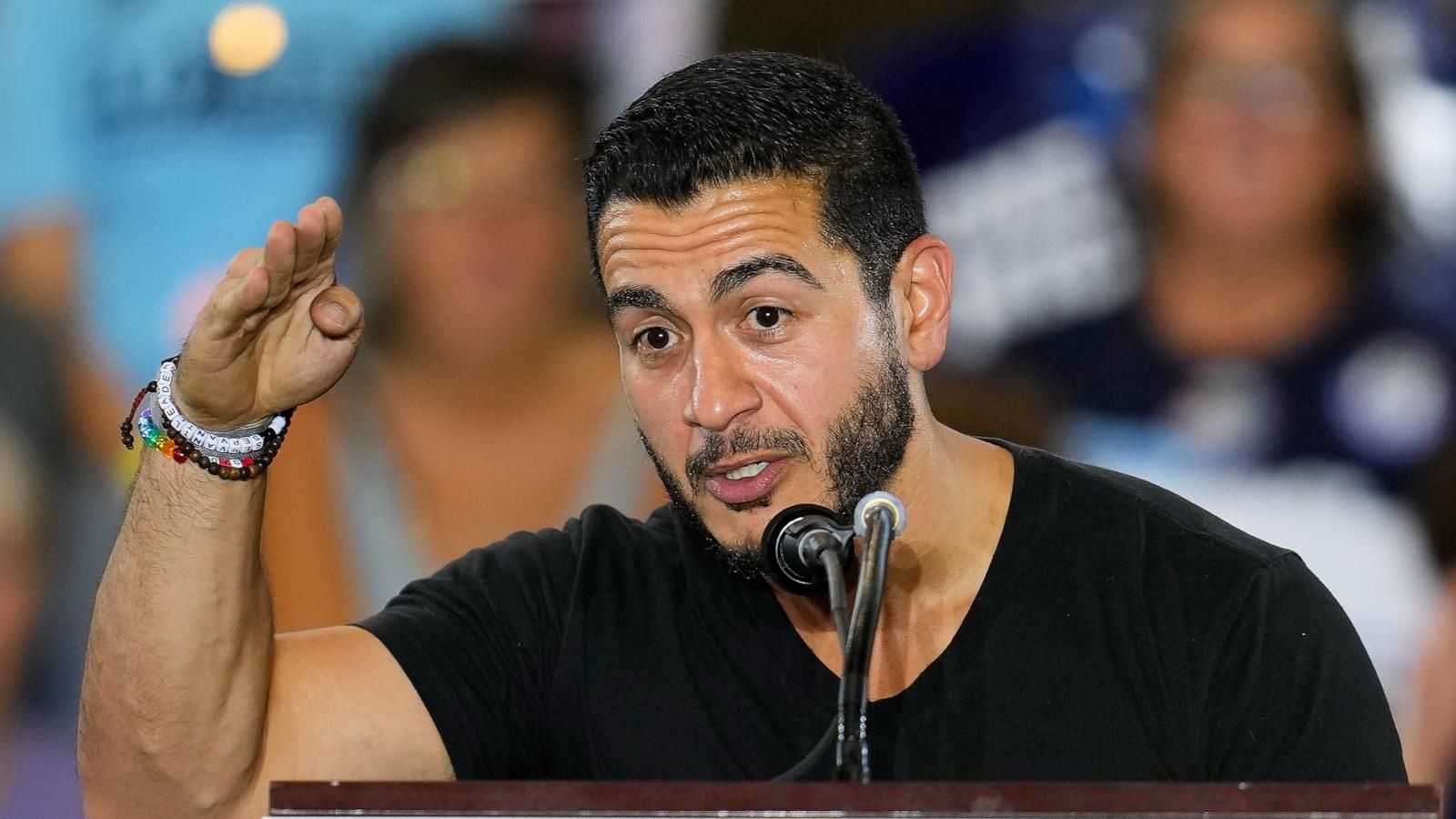 Democratic nominee for U.S. Senate Abdul El-Sayed speaks at a general election kickoff rally for Michigan Democrats at Renaissance High School in Detroit on Aug. 7, 2026. - AP Photo/Paul Sancya