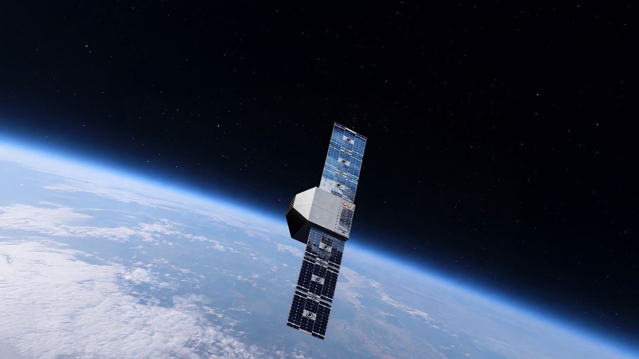 Artist's illustration of a satellite operating in very low Earth orbit. Kreios Space is partnering with Kongsberg NanoAvionics to develop such a satellite mission. - Kreios Space/Kongsberg NanoAvionics