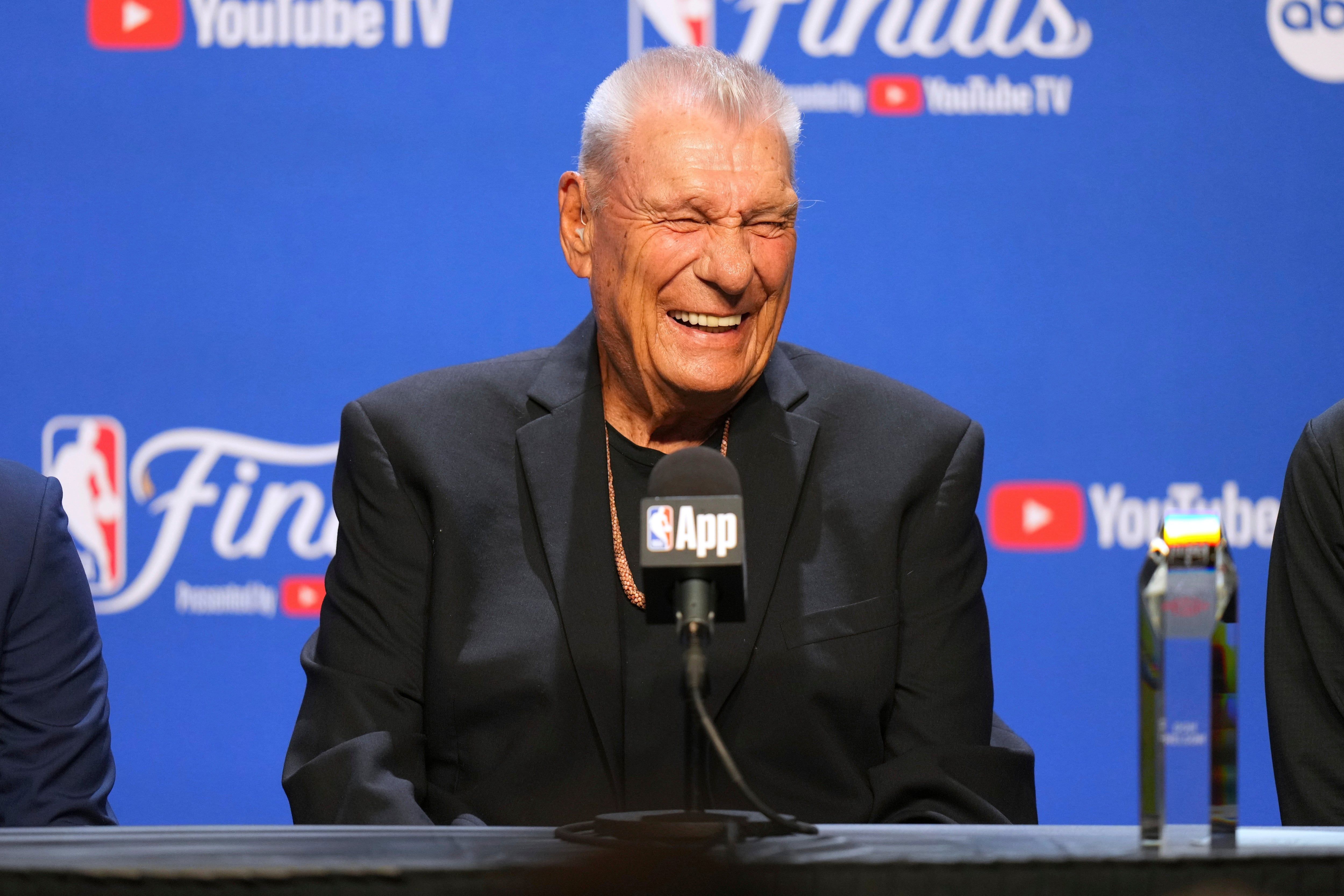 Don Nelson during one of his later public appearances at a press conference. - AP Photo/Kyle Phillips, File