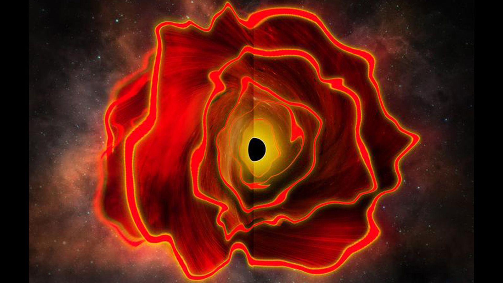 Artist’s rendering of a black hole star with characteristics of both stars and black holes. - Jose-Luis Olivares/MIT