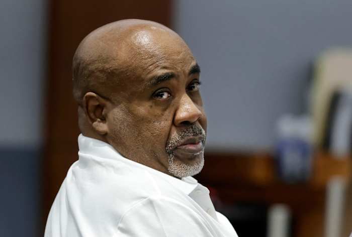 Duane Davis appears in court during the third day of jury selection in his murder trial, related to the 1996 killing of rapper Tupac Shakur, at Clark County District Court Regional Justice Center on Wednesday, Aug. 12, 2026, in Las Vegas. - Steve Marcus/Las Vegas Sun via AP, Pool