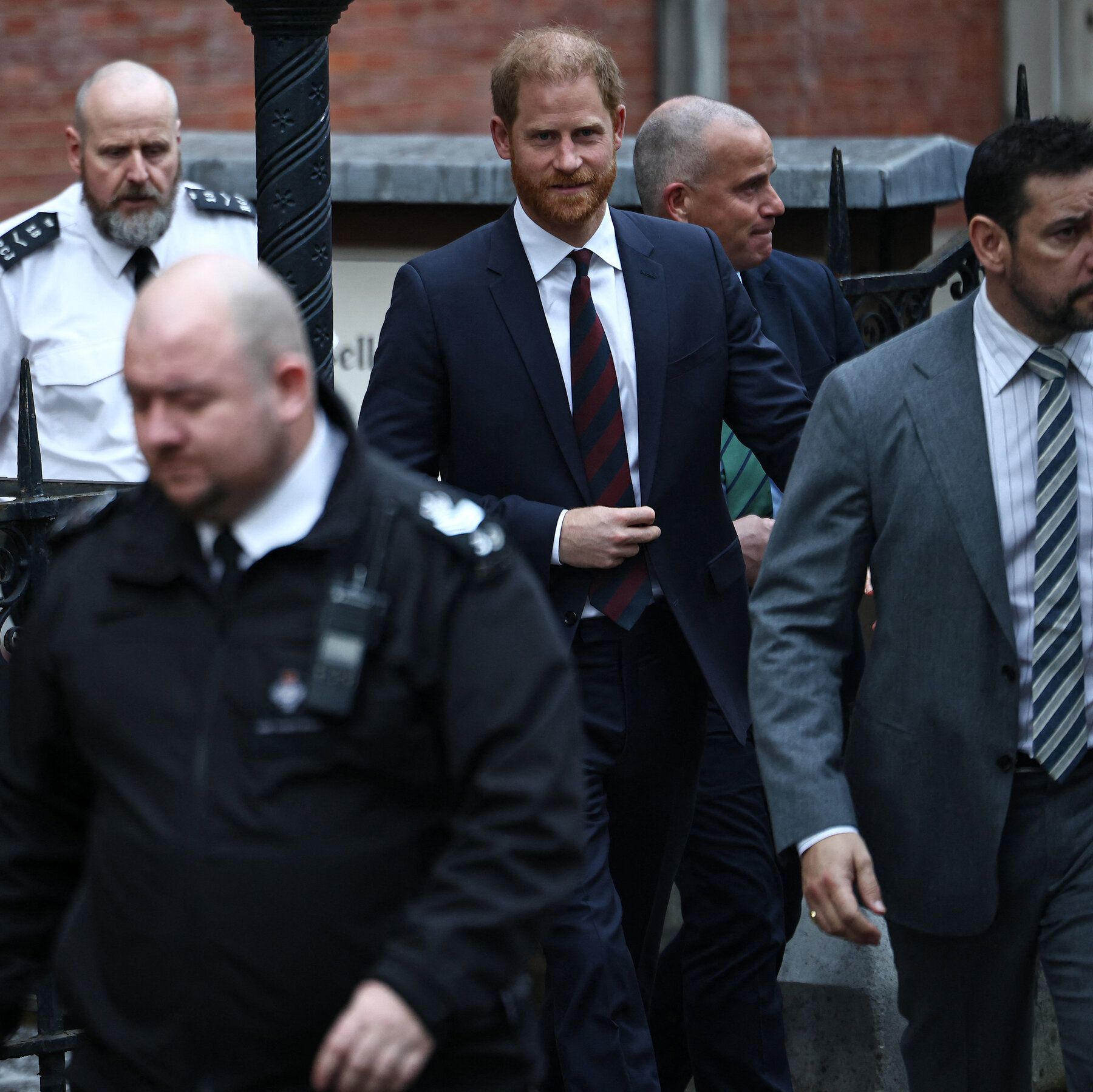 Prince Harry leaving the Royal Courts of Justice in London during his trial against Associated Newspapers in January. - nytimes.com