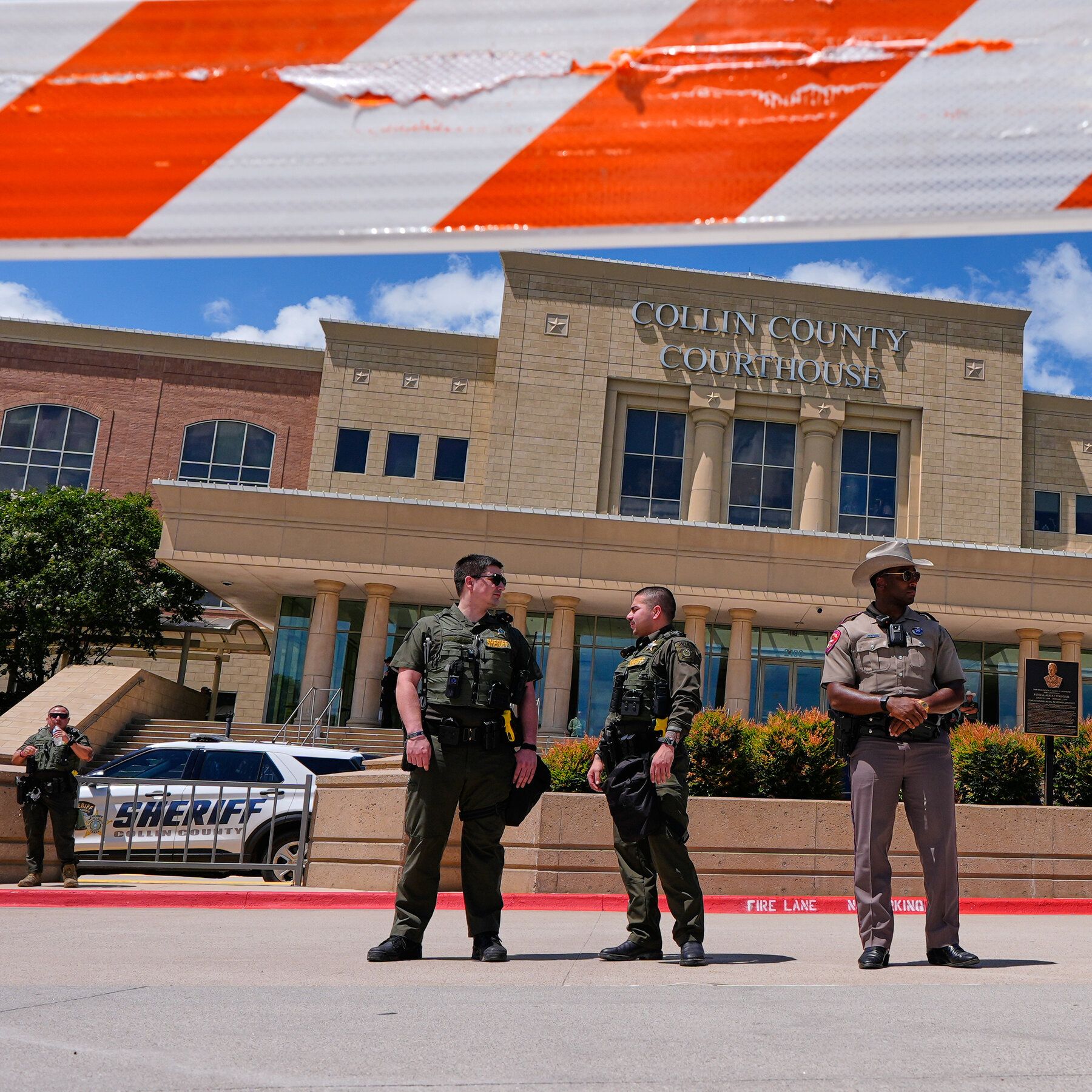 Law enforcement officials stood outside the Collin County courthouse after a verdict was reached in the murder trial against Karmelo Anthony in McKinney, Texas, in June. - nytimes.com
