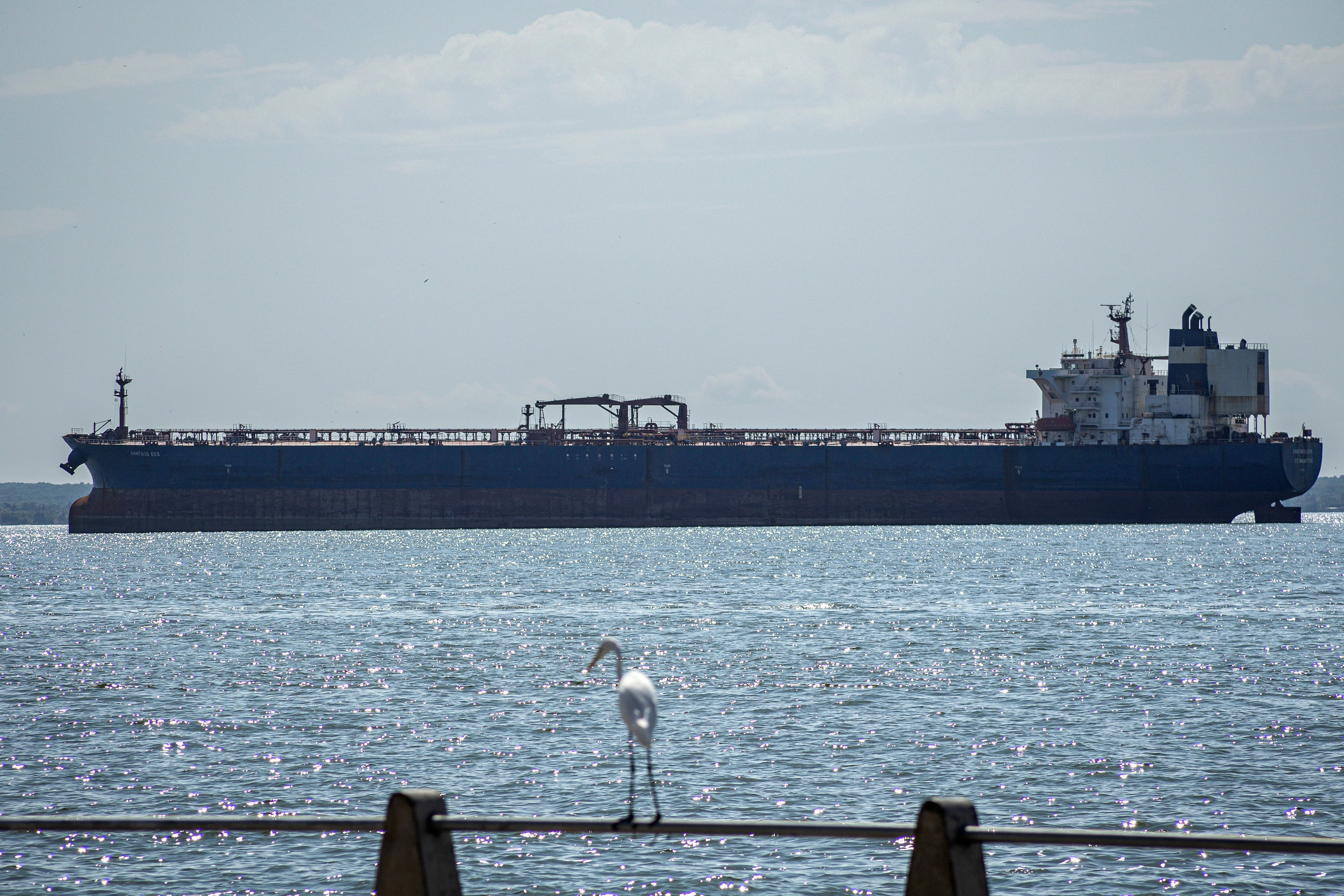 An oil tanker sails off the coast of Maracaibo, Venezuela, on August 29. - EPA