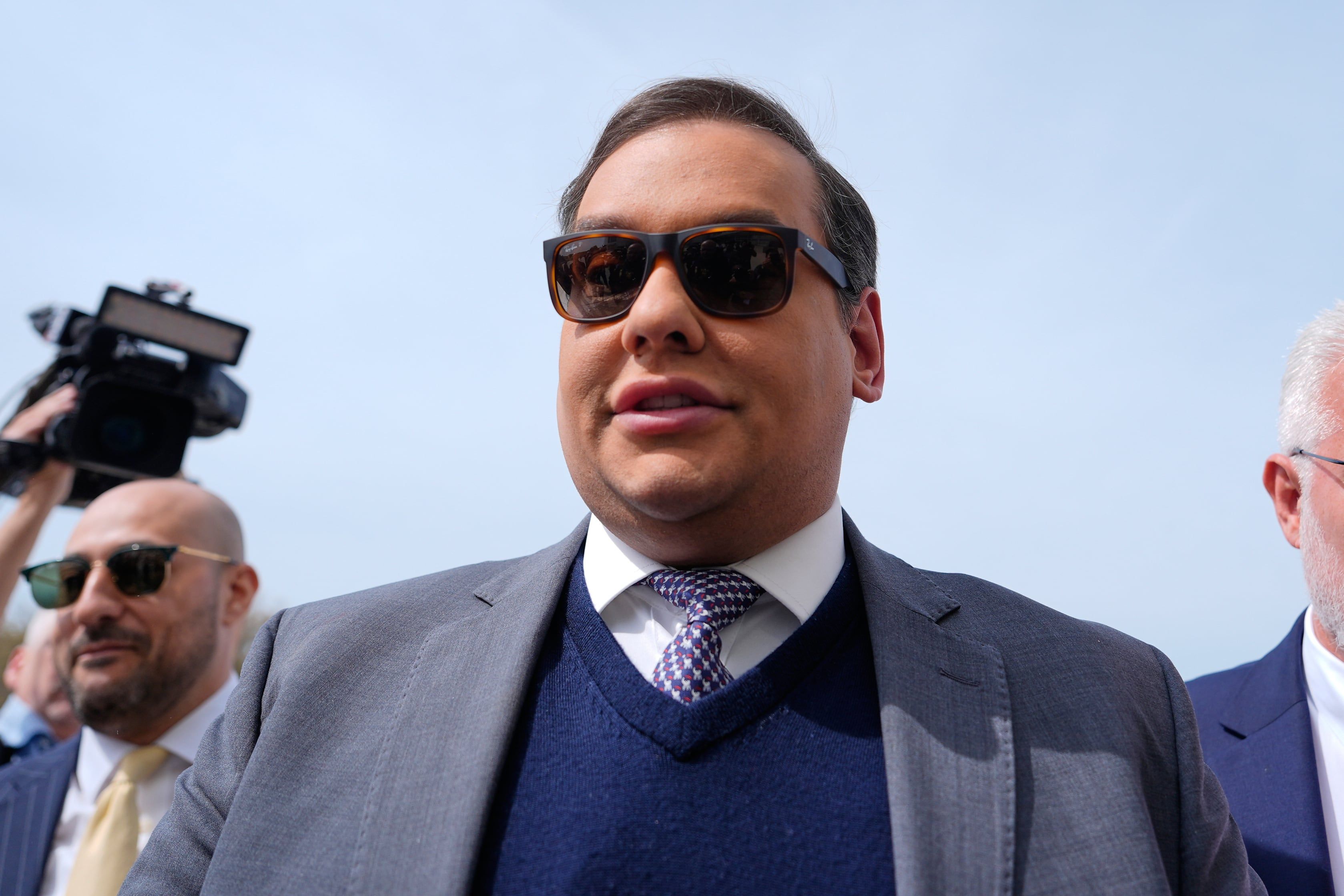 Former Rep. George Santos arrives at federal court for sentencing, April 25, 2025, in Central Islip, N.Y. - AP Photo/Julia Demaree Nikhinson