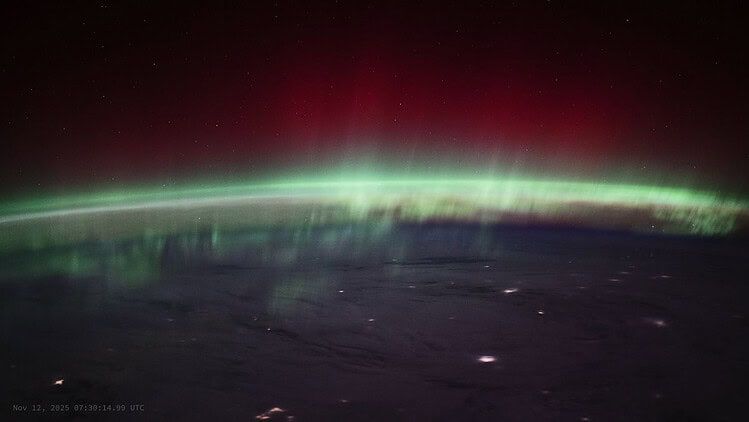 Auroras seen from space during the November 2025 solar superstorm. - Earth Science and Remote Sensing Unit/NASA Johnson Space Center