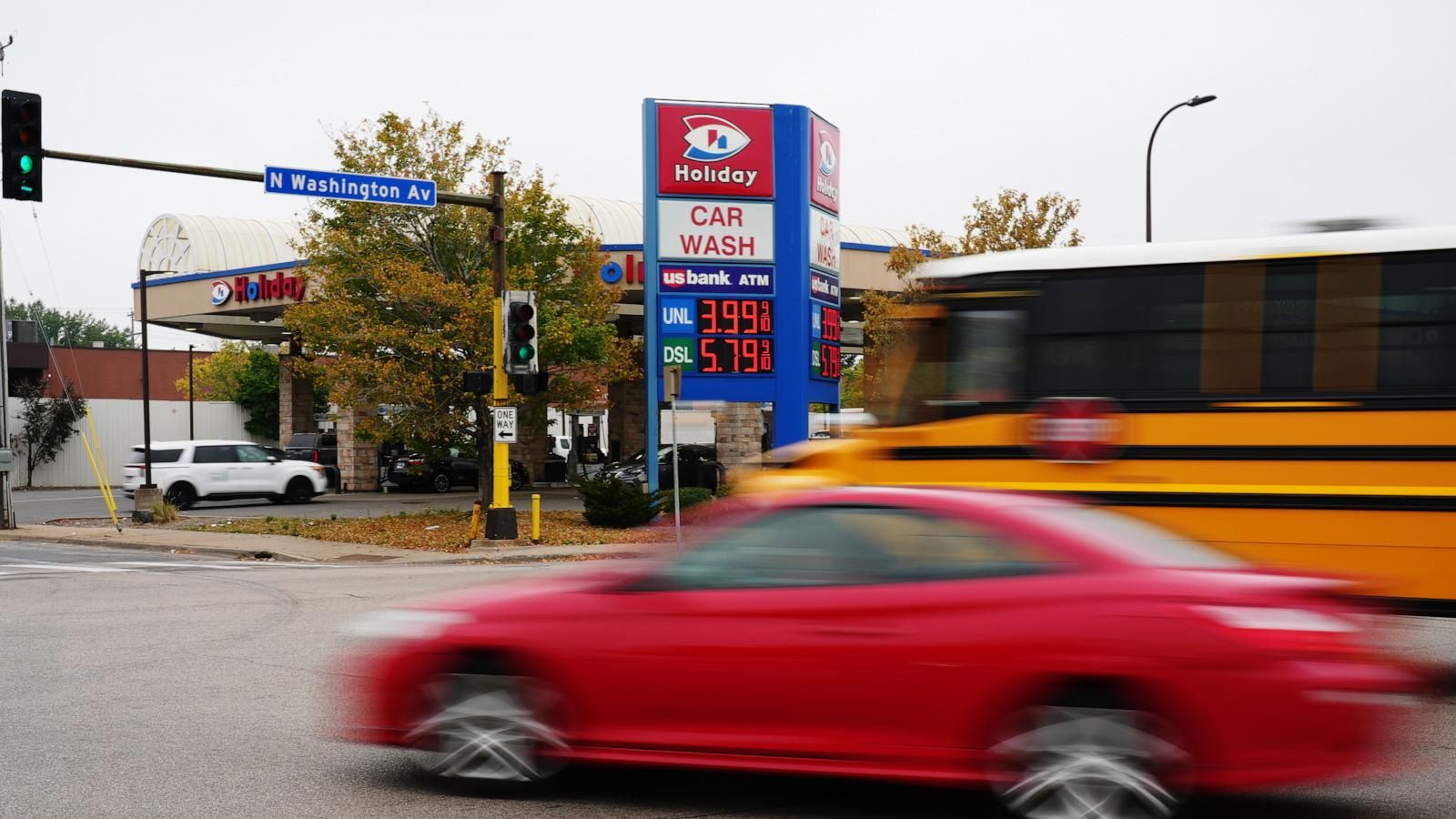 Diesel prices are seen at a gas station as prices hit a record high in the U.S. on Sept. 4, 2026, in Minneapolis. - AP Photo/Ellen Schmidt