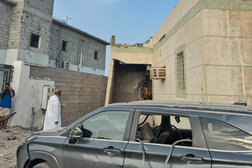 Damage to a building after a projectile struck al-Tuwal in Saudi Arabia’s Jazan region. - Saudi Press Agency