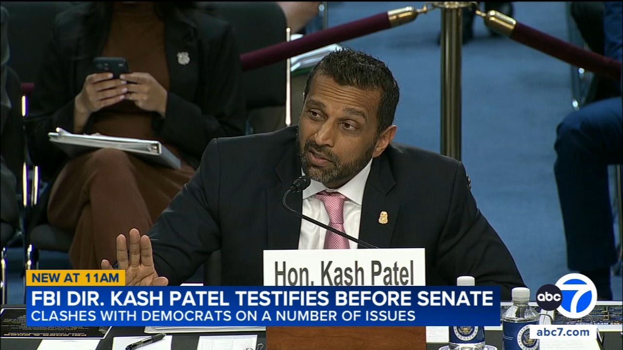 FBI Director Kash Patel testifies during a Senate Judiciary Committee hearing on Capitol Hill. - abc11.com